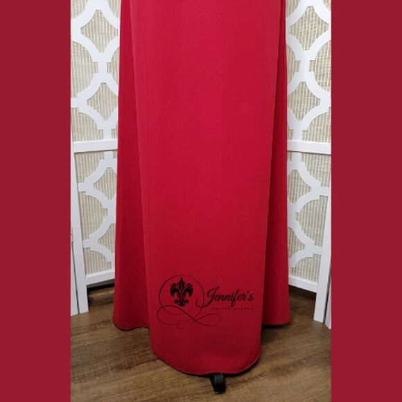 Michaelangelo Red Sequined and Chiffon Halter Dress Size 12 - Picture 3 of 12